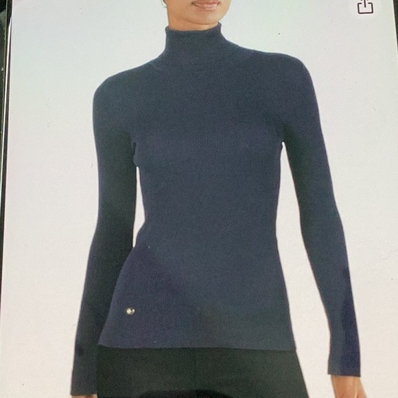 Petite Ribbed Turtleneck Sweater Navy - Picture 2 of 7